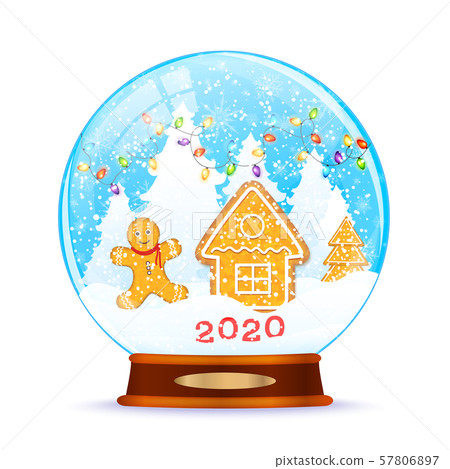 Merry Christmas and Happy New Year vector background with snow globe and gingerbread Merry Christmas and Happy New Year vector background with snow globe and gingerbread 57806897
