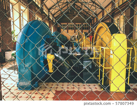 Old hydro power generators at Lesna Dam , Poland 57807349