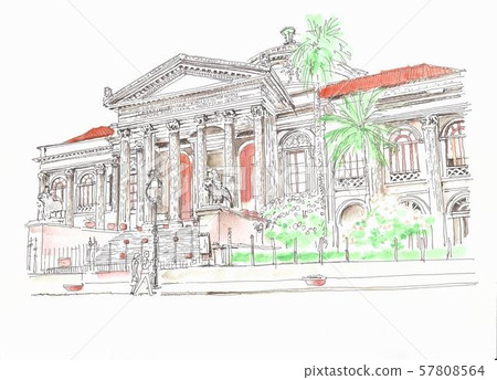 European cityscape, Sicily, Palermo, Massimo Theater 57808564