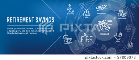 Retirement Savings Icon Set and Web Header Banner Retirement Savings Icon Set and Web Header Banner 57809078