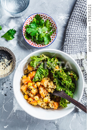 Vegan stew with chickpeas, sweet potato and kale Vegan stew with chickpeas, sweet potato and kale 57810221