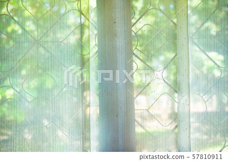 soft white curtain light on window and green blur morning garden sunlight nature background soft white curtain light on window and green blur morning garden sunlight nature background 57810911