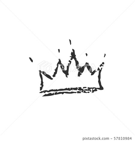 Isolated vector hand drawn crown with crayola 57810984