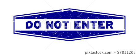 Grunge blue do not enter word hexagon rubber seal stamp 57811205