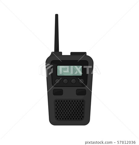 Rectangular classic walkie-talkie with display, antenna and buttons. Vector illustration. Rectangular classic walkie-talkie with display, antenna and buttons. Vector illustration. 57812036