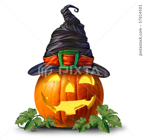 Halloween Pumpkin Witch Object 57814501