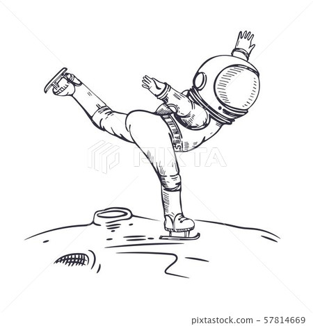 An astronaut is skating in space. Figure skating. Illustration on the theme of astronomy. An astronaut is skating in space. Figure skating. Illustration on the theme of astronomy. 57814669