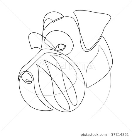 Continuous line Mittelschnauzer. Single line minimal style Mittel Schnauzer dog vector illustration 57814861