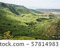 Green Hills with Blooming Wild Flowers and Rural 57814983