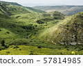 Green Hills with Blooming Wild Flowers and Rural 57814985