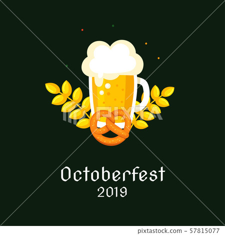 Vector logo for Oktoberfest, light sign with maple leaf and pretzel, glassware with alcoholic Vector logo for Oktoberfest, light sign with maple leaf and pretzel, glassware with alcoholic 57815077