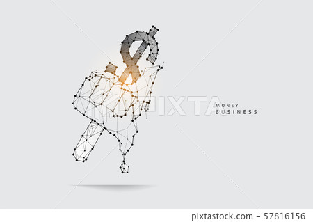 The particles, geometric art, line and dot of ice 57816156