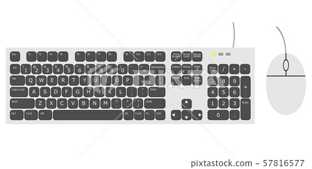 Keyboard and Mouse in white tone and in vector illustion type with white background 57816577