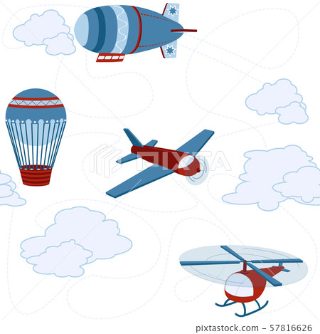 Cartoon childish seamless vector pattern with blue and red airplanes Cartoon childish seamless vector pattern with blue and red airplanes 57816626