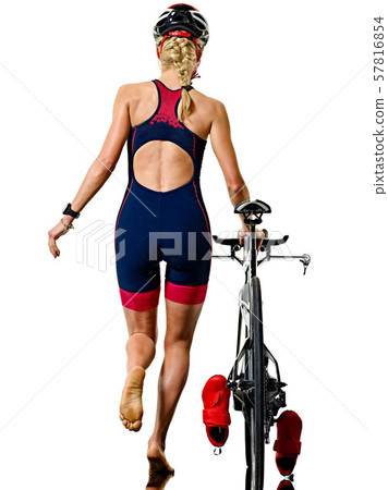 woman triathlon triathlete ironman athlete cyclist cycling isolated white background woman triathlon triathlete ironman athlete cyclist cycling isolated white background 57816854