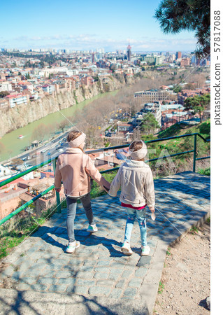 Tbilisi city panorama. Old city, new Summer Rike park, river Kura, the European Square and the Tbilisi city panorama. Old city, new Summer Rike park, river Kura, the European Square and the 57817088