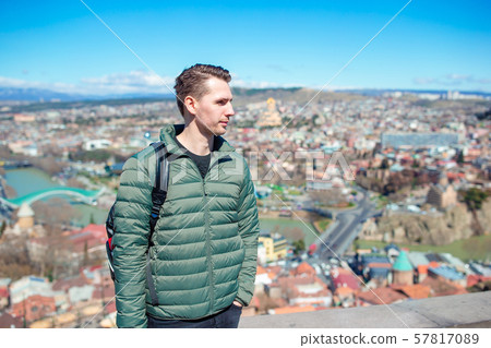 Tbilisi city panorama. Old city, new Summer Rike park, river Kura, the European Square and the 57817089