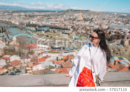 Tbilisi city panorama. Old city, new Summer Rike park, river Kura, the European Square and the 57817110