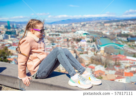Tbilisi city panorama. Old city, new Summer Rike park, river Kura, the European Square and the Tbilisi city panorama. Old city, new Summer Rike park, river Kura, the European Square and the 57817111