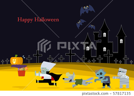 Vector illustration 04 of a design that can also be used as a greeting card with a Halloween character motif 57817135