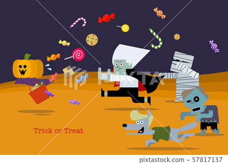 Vector illustration 01 for design that can also be used for greeting cards with Halloween character motifs 57817137
