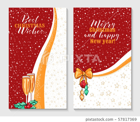 Christmas greeting cards vector templates set 57817369