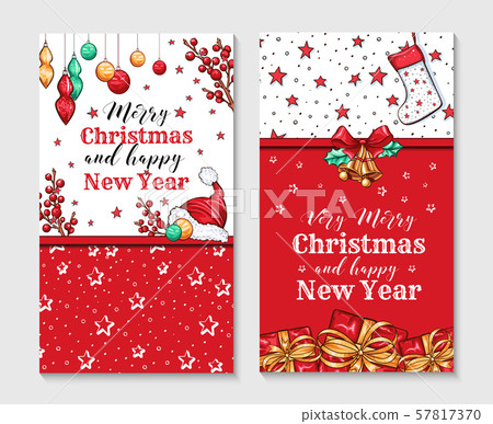 Very Merry Christmas greeting cards vector templates set Very Merry Christmas greeting cards vector templates set 57817370