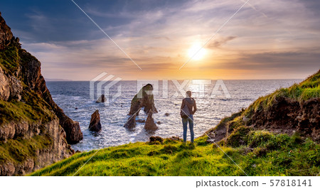 Crohy Head Sea Arch Breeches during sunset - County Donegal, Ireland 57818141