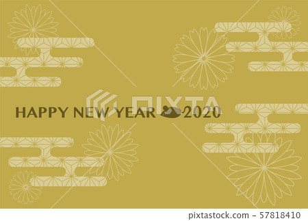 2020 new year card child year japanese pattern and flower design logo gold background 2020 new year card child year japanese pattern and flower design logo gold background 57818410
