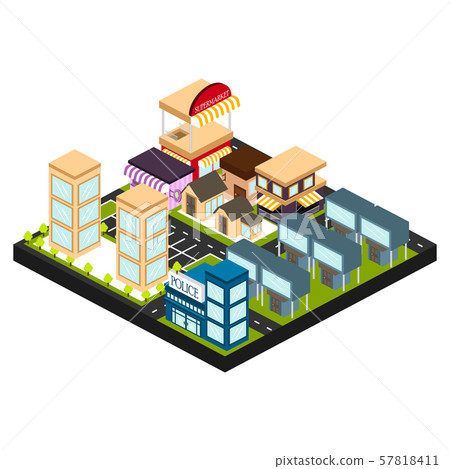 Isolated skyline of a 3d city Isolated skyline of a 3d city 57818411