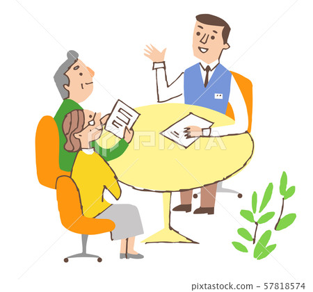 Men explaining with a senior couple to consult Men explaining with a senior couple to consult 57818574