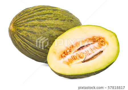 Christmas melon and its cross-section 3d rendering 57818817