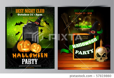 Halloween party flyer with pumpkins 57819860