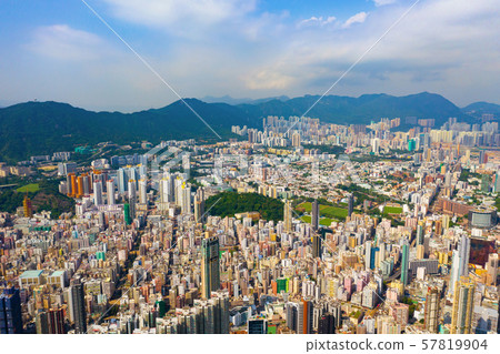 Aerial top view of Hong Kong Downtown, republic of 57819904