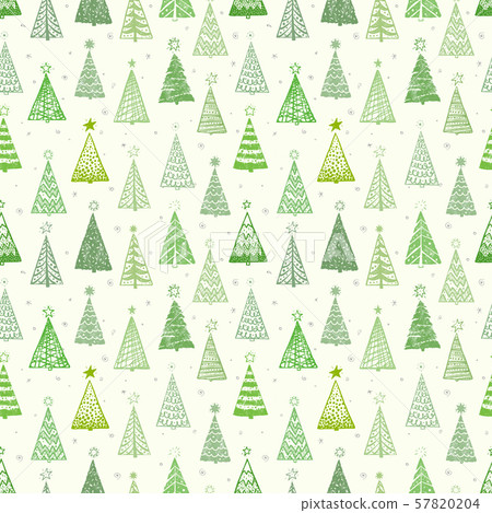 Seamless pattern with doodle christmas trees.... - Stock Illustration ...