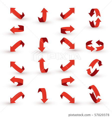 Red ribbon arrow set. Arrow stickerst various angles and directions. Red ribbon arrow set. Arrow stickerst various angles and directions. 57820378