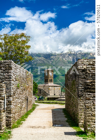 Clock Tower at the Castle of Gjirokaster in Albania 57820611