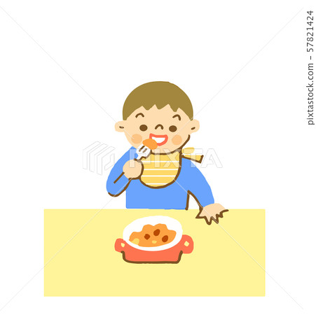 A boy who eats rice - Stock Illustration [57821424] - PIXTA