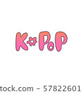 Hand-drawn orange-pink K-pop lettering sticker 57822601