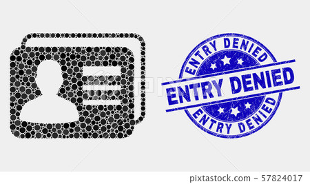 Vector Pixel User Cards Icon and Grunge Entry Denied Watermark 57824017