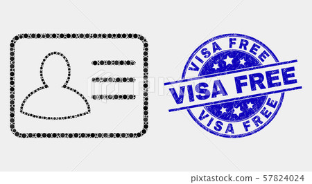 Vector Pixel User Card Icon and Scratched Visa Free Watermark 57824024