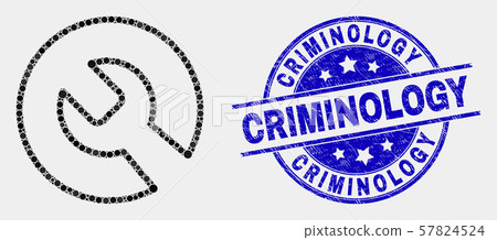 Vector Pixelated Repair Wrench Icon and Distress Criminology Watermark 57824524