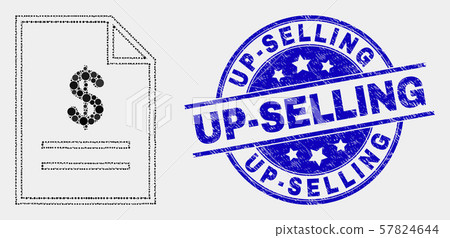 Vector Pixelated Price List Page Icon and Distress Up-Selling Seal Vector Pixelated Price List Page Icon and Distress Up-Selling Seal 57824644