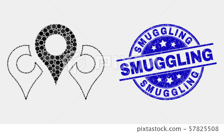 Vector Dot Map Markers Icon and Scratched... - Stock Illustration ...