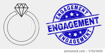 Vector Dot Jewelry Ring Icon and Scratched Engagement Stamp Seal Vector Dot Jewelry Ring Icon and Scratched Engagement Stamp Seal 57825609