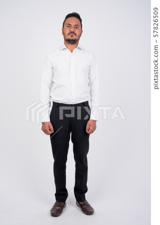 Full body shot of bearded Indian businessman 57826509