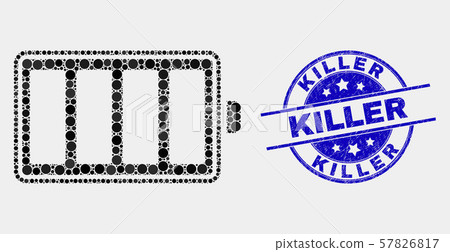 Vector Pixelated Electric Battery Icon and Grunge Killer Stamp Seal Vector Pixelated Electric Battery Icon and Grunge Killer Stamp Seal 57826817