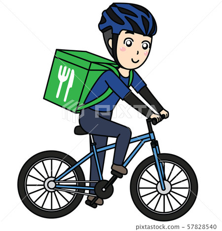 Men who deliver food by bicycle Men who deliver food by bicycle 57828540