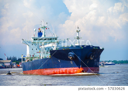 Cargo ship at river of Thailand in Asia, Logistics, transportation and shipping. Cargo ship at river of Thailand in Asia, Logistics, transportation and shipping. 57830626