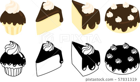 巧克力雪紡蛋糕可愛圖標 巧克力雪紡蛋糕可愛圖標 57831319
